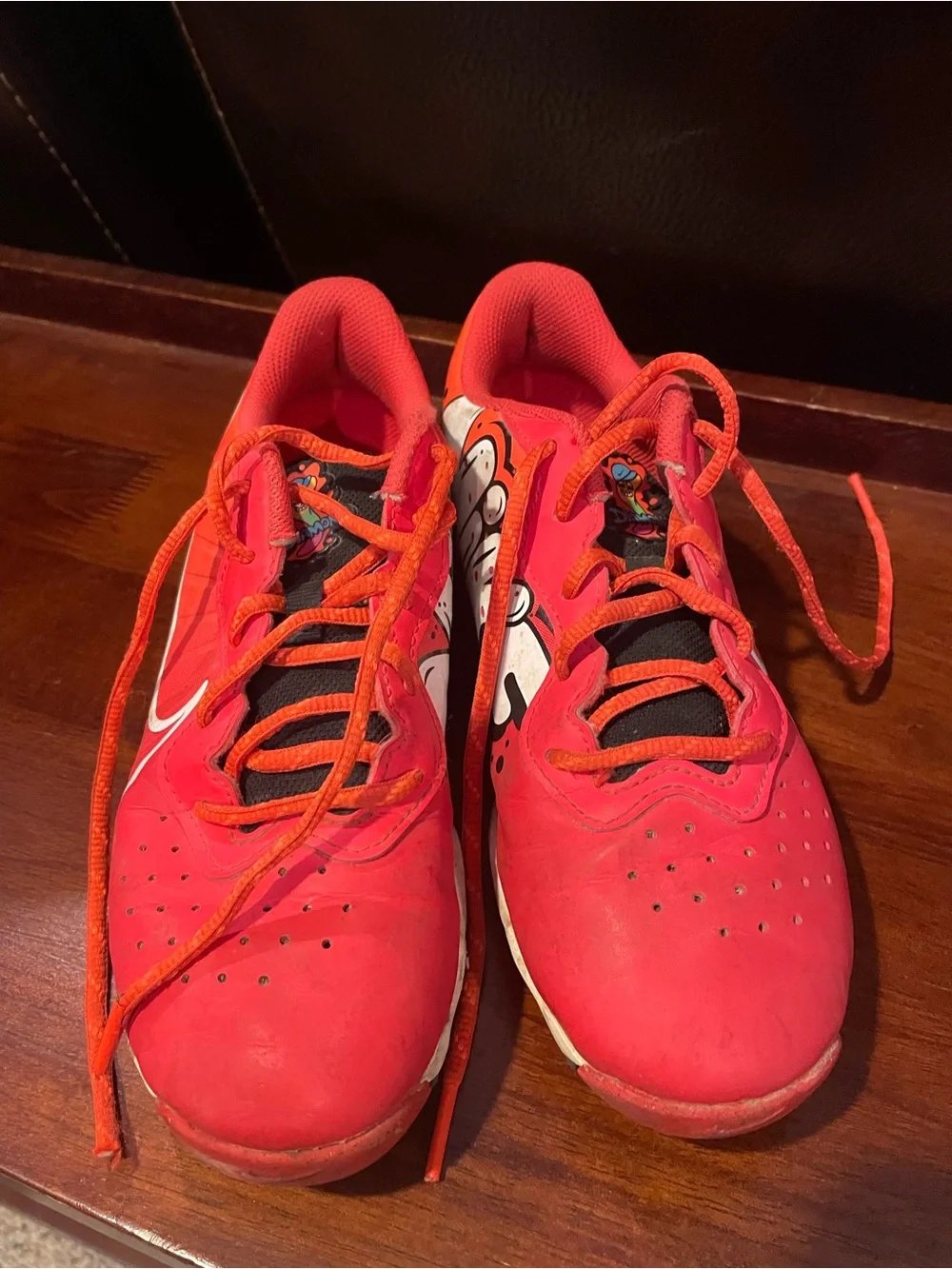 Nike Kids Bright Red and Orange Baseball/Softball Cleats